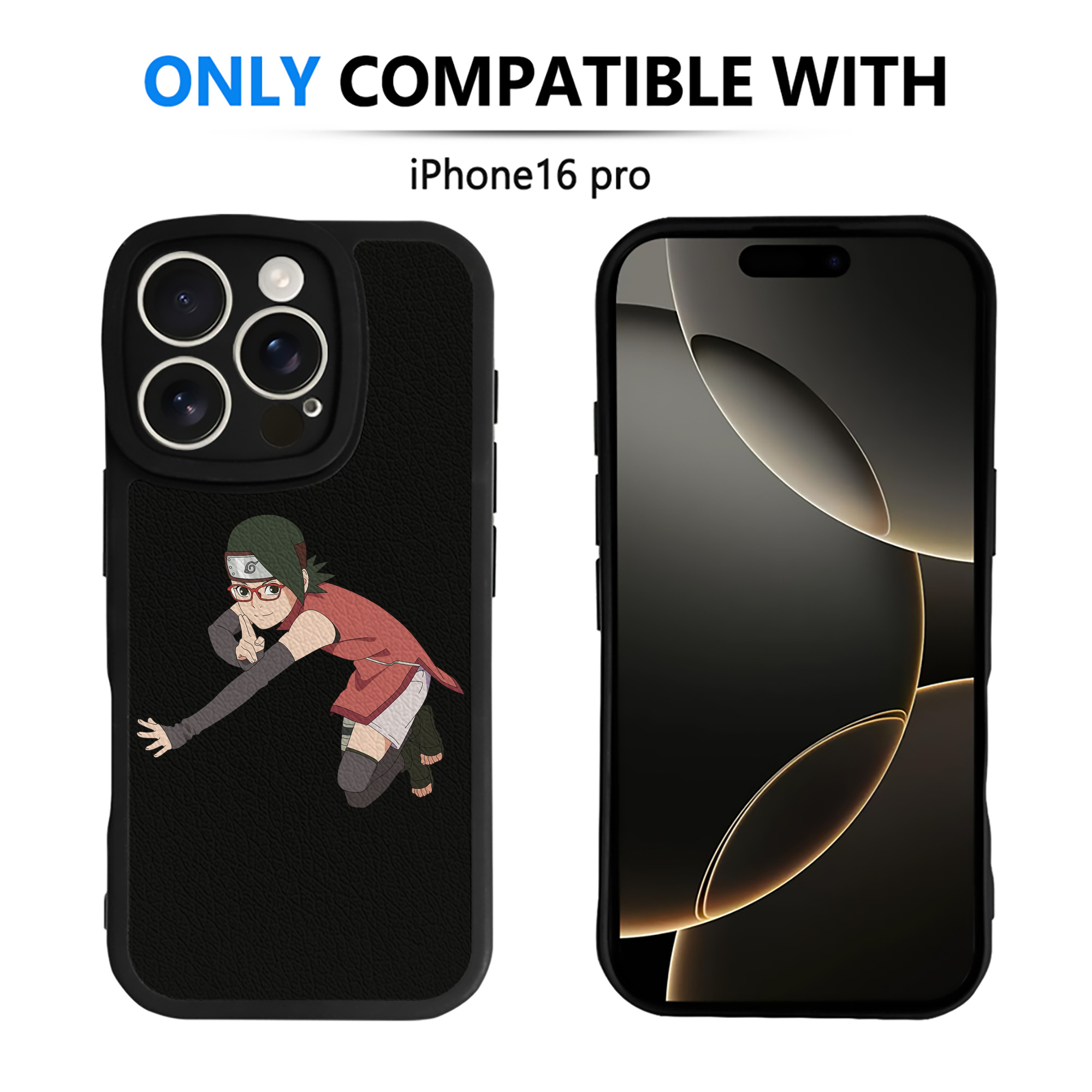 （画像用） NARUTO -ナルト- うちは サラダ Uchiha Sarada 【iPhone 16シリーズ対応】シリコンスマホケース（レザー調） 材質：シリコン
